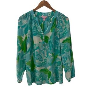 Lilly Pulitzer Elsa 100% Silk Top in Poolside Blue, Small